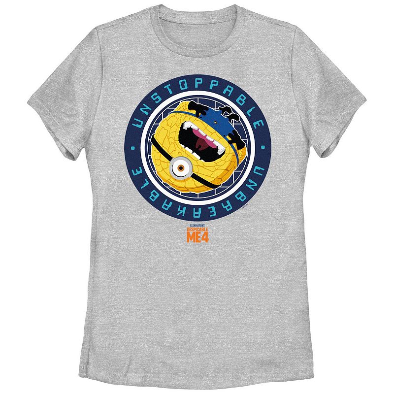 Juniors' Despicable Me 4 Minions Jerry Unstoppable, Unbreakable Graphic Tee, Girl's, Size: XL, Athletic Grey