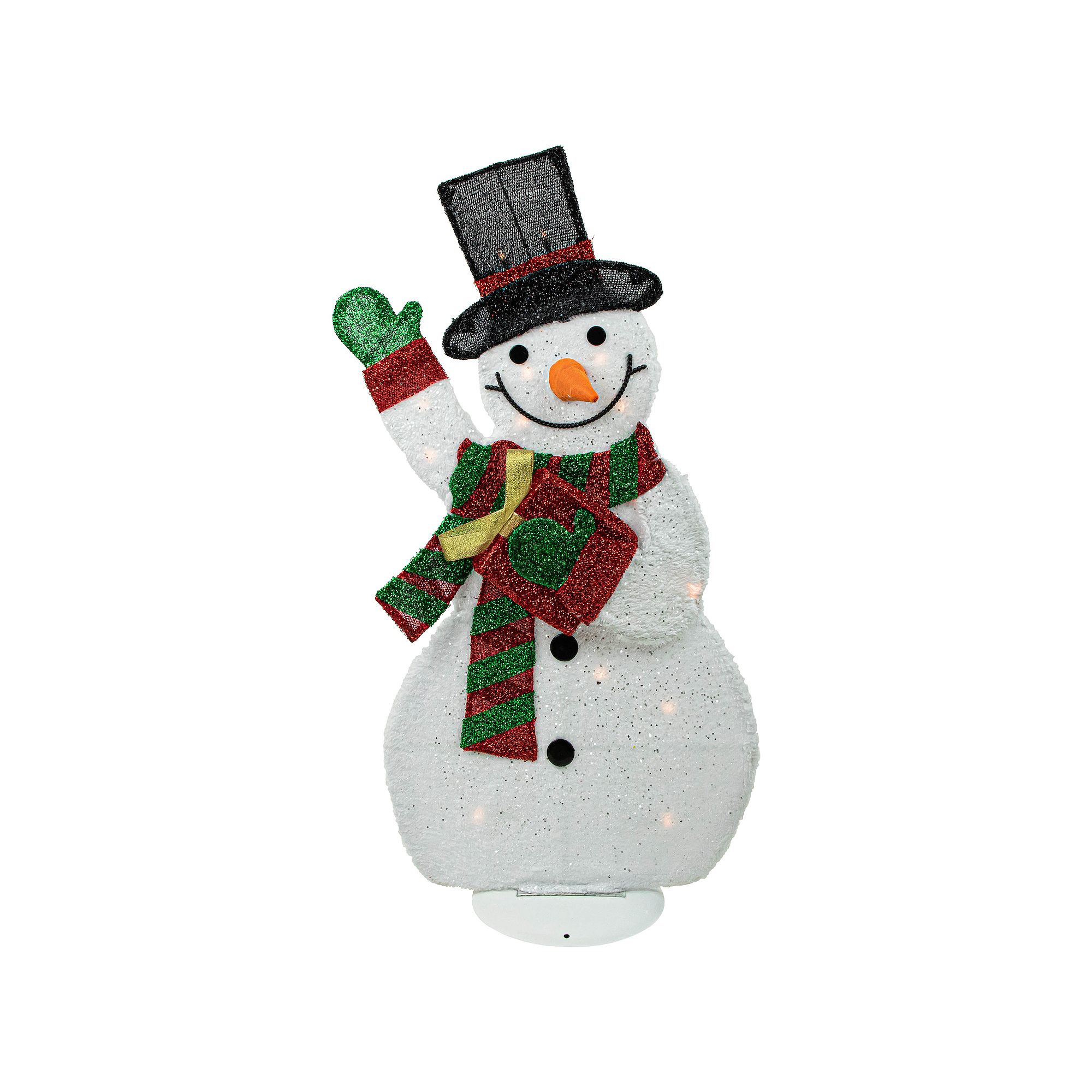 Northlight 32-in. Lighted Waving Snowman with Striped Scarf Outdoor Christm