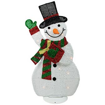 Northlight 32 in Lighted Waving Snowman with Striped Scarf Outdoor Christmas Decoration