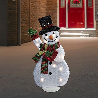Northlight 32-in. Lighted Waving Snowman with Striped Scarf Outdoor Christmas Decoration