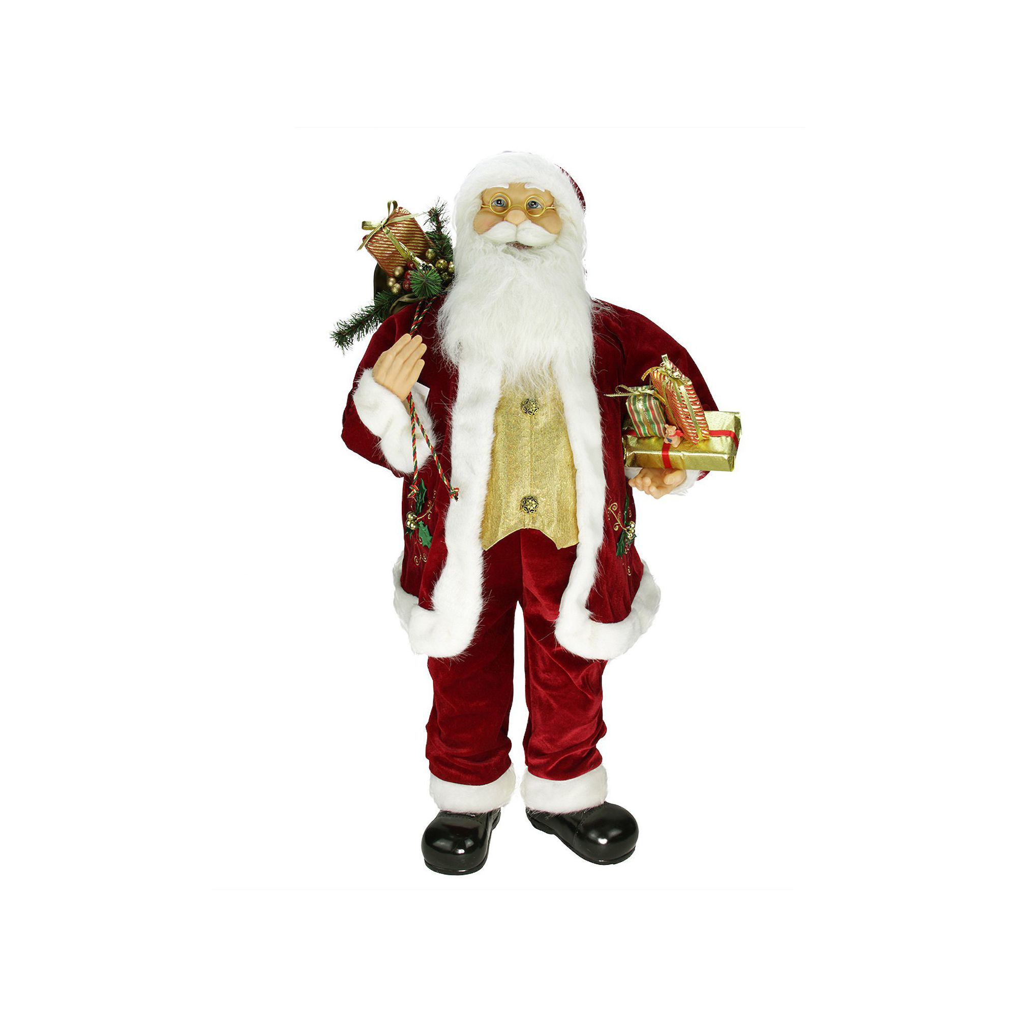 Northlight 36 Holly Berry Santa Claus with Presents & Gift Bag Christmas
