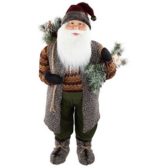 Northlight 36" Country Rustic Santa Claus Standing Christmas Figure Floor Décor