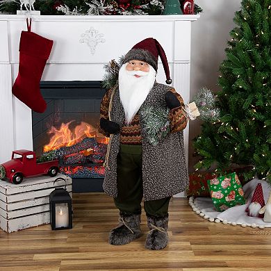 Northlight 36" Country Rustic Santa Claus Standing Christmas Figure Floor Décor
