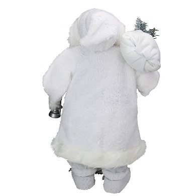 Northlight 24" Silver Santa Claus & Lantern Christmas Figure Floor Décor