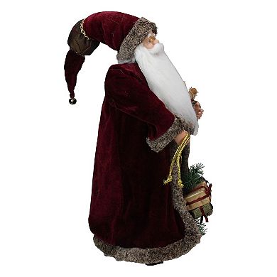 Northlight 24" Burgundy Santa Claus with Teddy Bear Christmas Figure