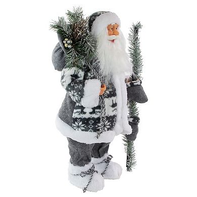 Northlight 24" Gray and White Nordic Santa Claus Christmas Figure
