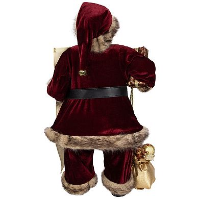 Northlight 24" Wine Red and Brown Woodland Standing Santa Claus Christmas Figure with Name List