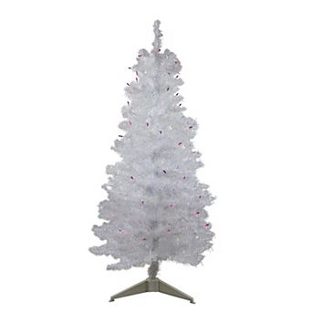 Northlight 4 ft. Pre-lit Purple Lights White Iridescent Pine Artificial Christmas Tree