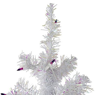 Northlight 4 ft. Pre-lit Purple Lights White Iridescent Pine Artificial Christmas Tree