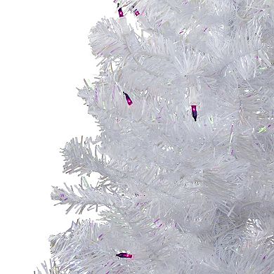 Northlight 4 ft. Pre-lit Purple Lights White Iridescent Pine Artificial Christmas Tree