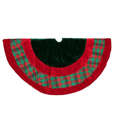 Northlight 48" Red & Green Plaid Velveteen Christmas Tree Skirt