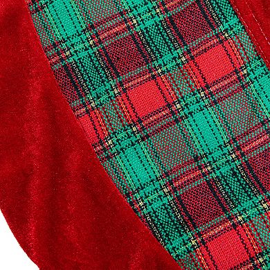 Northlight 48" Red & Green Plaid Velveteen Christmas Tree Skirt
