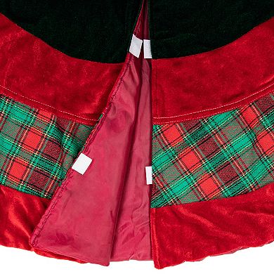 Northlight 48" Red & Green Plaid Velveteen Christmas Tree Skirt