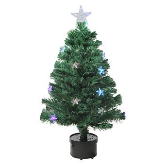 Northlight 3' Pre-Lit Color Changing Fiber Optic Artificial Christmas Tree & Stars
