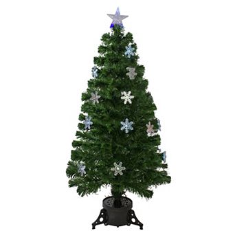Northlight 4' Pre-Lit Color Changing Fiber Optic Artificial Christmas Tree & Snowflakes