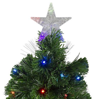 Northlight 4 ft. Pre-Lit Potted Fiber Optic Artificial Christmas Tree