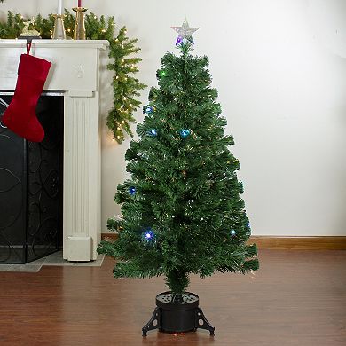 Northlight 4 ft. Pre-Lit Potted Fiber Optic Artificial Christmas Tree
