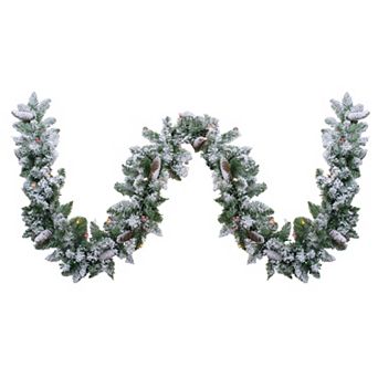 Northlight 9 ft. x 10 in Pre-Lit Flocked Pine Artificial Christmas Garland