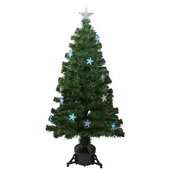 Northlight 4' Pre-lit Potted Medium Pine Color Changing Star Artificial Christmas Tree