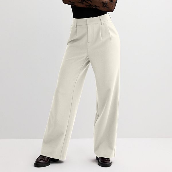 Juniors' SO® Wide Leg Pleated Curvy Fit Trousers