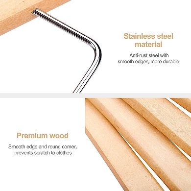 HOUSE DAY Wooden Suit & Skirt Hangers with Adjustable Clips Natural 12 Pack