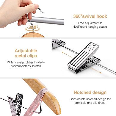 HOUSE DAY Wooden Suit & Skirt Hangers with Adjustable Clips Natural 12 Pack