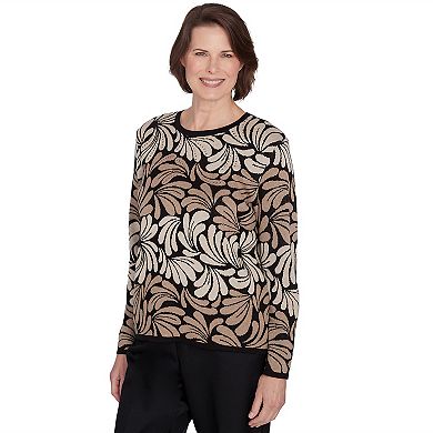 Petite Alfred Dunner Flowy Geo Scroll Print Sweater