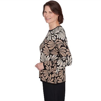 Petite Alfred Dunner Flowy Geo Scroll Print Sweater