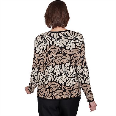 Petite Alfred Dunner Flowy Geo Scroll Print Sweater
