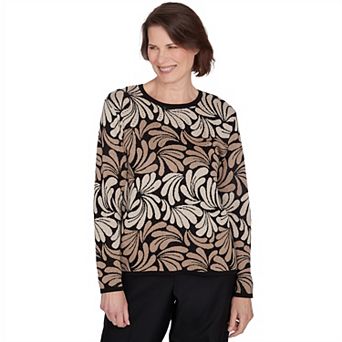 Petite Alfred Dunner Flowy Geo Scroll Print Sweater