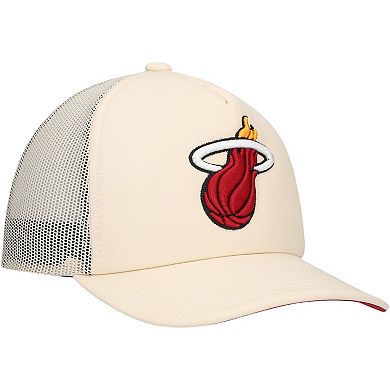 Men's Mitchell & Ness Cream Miami Heat Trucker Adjustable Hat