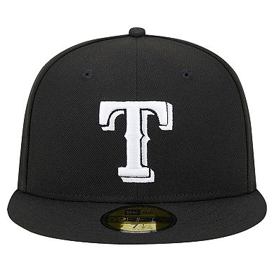 Men's New Era Black Texas Rangers Logo 59FIFTY Fitted Hat