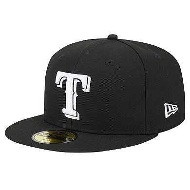 Men's New Era Black Texas Rangers Logo 59FIFTY Fitted Hat