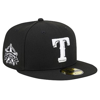 Men's New Era Black Texas Rangers Logo 59FIFTY Fitted Hat
