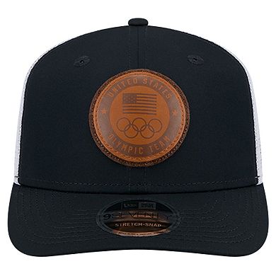 Men's New Era Navy Team USA Leather Patch 9SEVENTY Stretch Snap Adjustable Hat