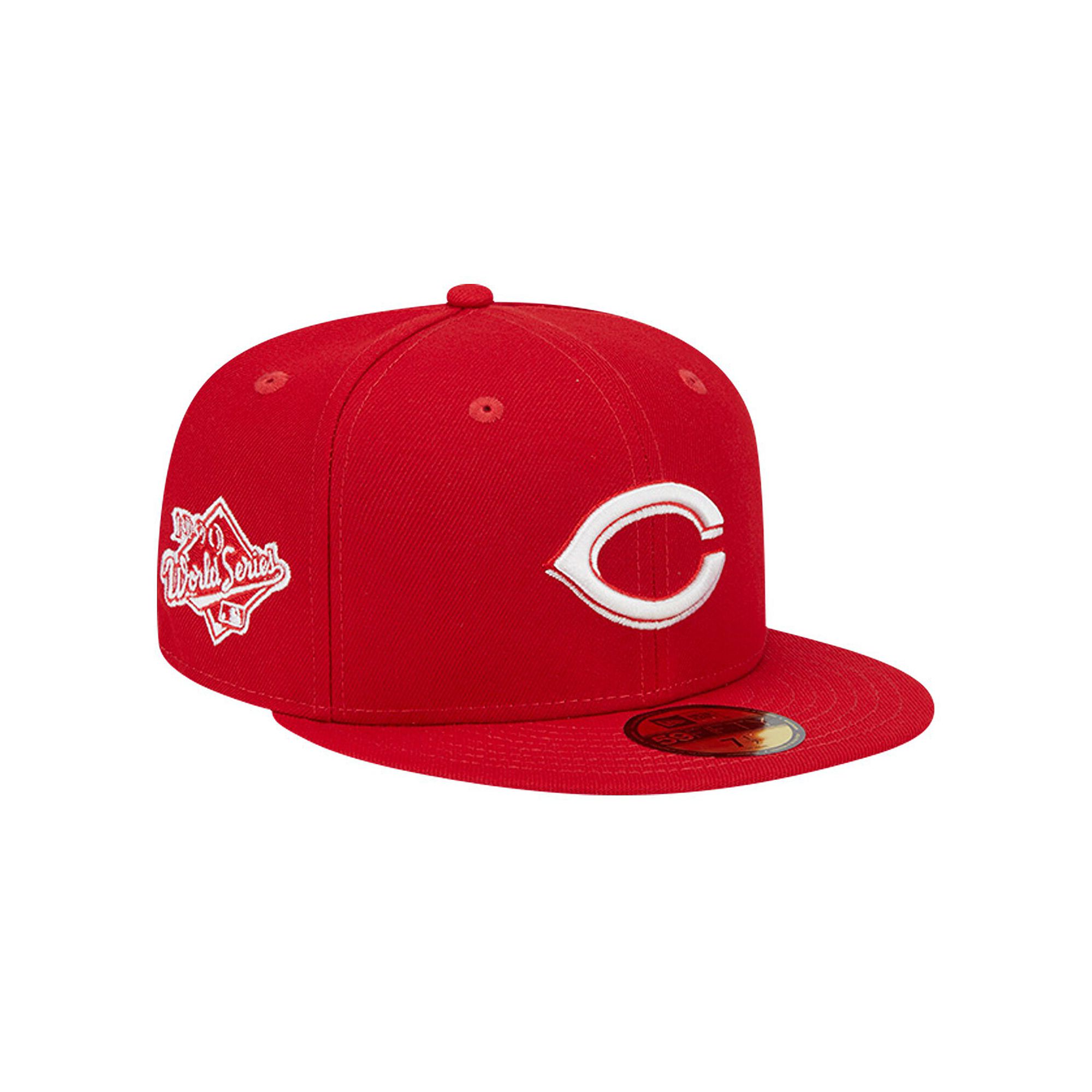 Mens New Era Red Cincinnati Reds Logo 59FIFTY Fitted Hat, Size: 7, Red Red