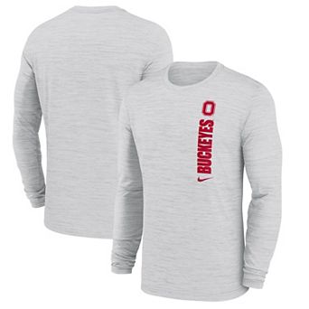 Men's Nike White Ohio State Buckeyes 2024 Sideline Velocity Performance Long Sleeve T-Shirt