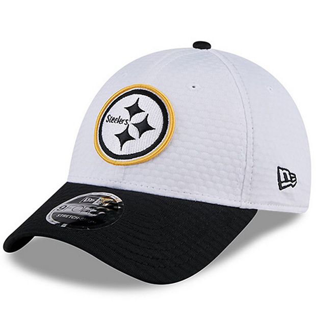 Men s New Era White Black Pittsburgh Steelers 2024 NFL Training Camp 9FORTY Adjustable Hat