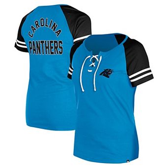 Women's New Era Blue Carolina Panthers Lace-Up Raglan T-Shirt