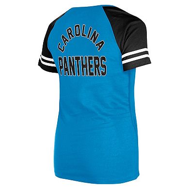 Women's New Era Blue Carolina Panthers Lace-Up Raglan T-Shirt