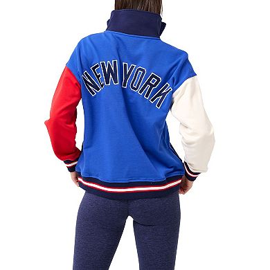 Women's Terez Blue/Navy New York Yankees Classic Colorblock Quarter-Zip Sweatshirt