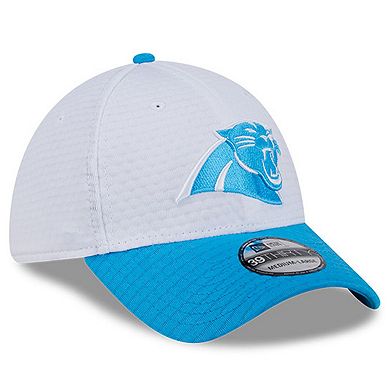 Men's New Era White/Blue Carolina Panthers 2024 NFL Training Camp 39THIRTY Flex Hat