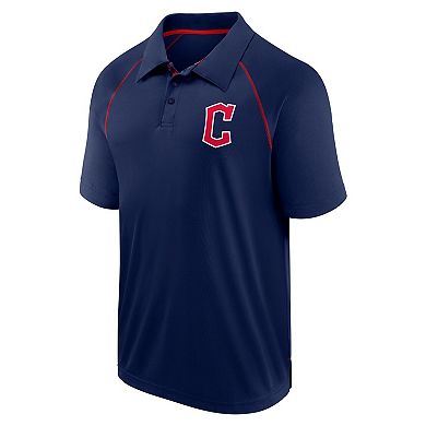 Men's Fanatics Navy Cleveland Guardians Strong Alone Raglan Polo