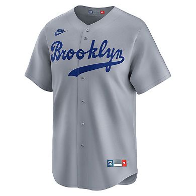 Men's Nike Jackie Robinson Gray Brooklyn Dodgers Throwback Cooperstown Collection Limited Jersey
