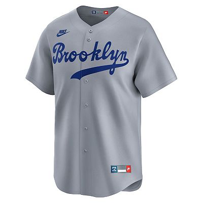 Men s Nike Jackie Robinson Gray Brooklyn Dodgers Throwback Cooperstown Collection Limited Jersey