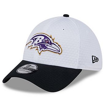 Men's New Era White/Black Baltimore Ravens 2024 NFL Training Camp 39THIRTY Flex Hat