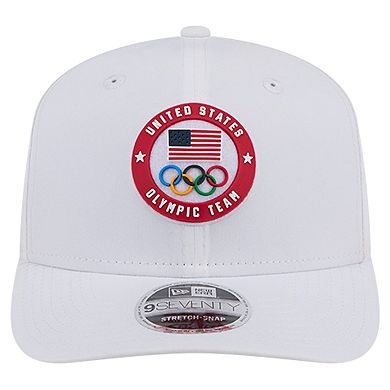 Men's New Era White Team USA 9SEVENTY Stretch Snap Performance Adjustable Hat