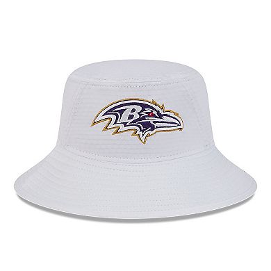 Men's New Era White Baltimore Ravens 2024 NFL Training Camp Stretch Bucket Hat