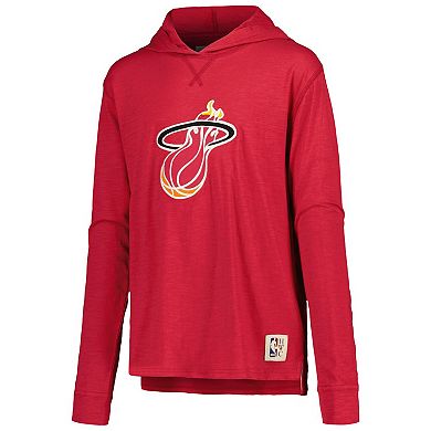 Youth Mitchell & Ness Red Miami Heat Hardwood Classics Legendary Slub Lightweight Pullover Hoodie