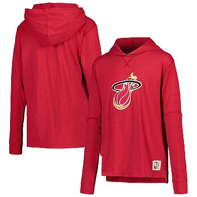 Youth Mitchell & Ness Red Miami Heat Hardwood Classics Legendary Slub Lightweight Pullover Hoodie
